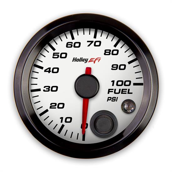 Holley EFI 553-129W EFI Fuel Pressure Gauge, 2-1/16 Inch, White/Black