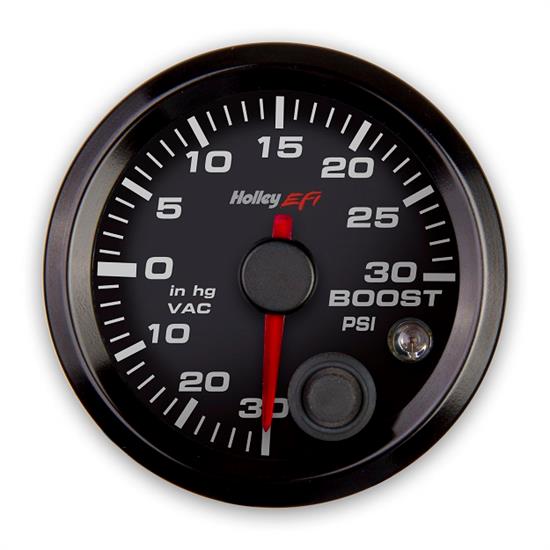 Holley EFI 553-130 EFI Vacuum/Boost Gauge, 2-1/16 Inch, Black/Black