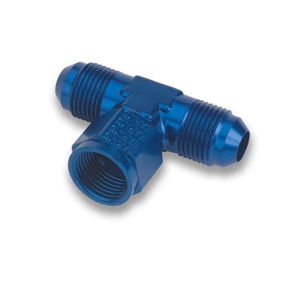 Earls 925104ERL Blue Anodized -4 AN Tee, Female Swivel on Branch