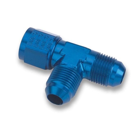 Earls 926104ERL Blue Anodized -4 AN Tee, Female Swivel on Run