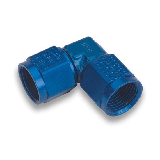Earls 934106ERL Blue 90 Degree Low Profile -6 AN Fem to Fem Swivel