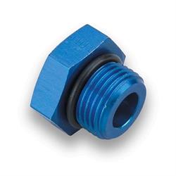 Earls 981408ERL Blue Anodized -8 AN Port Plug, O-Ring Seal, Aluminum