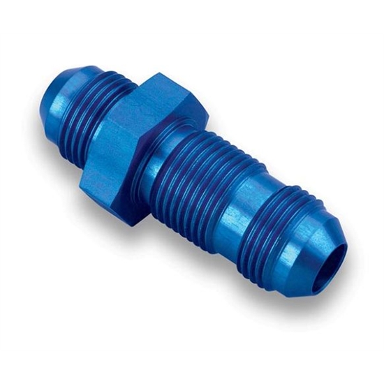 Earls 983203ERL Blue Anodized Straight -3 AN Bulkhead, Aluminum