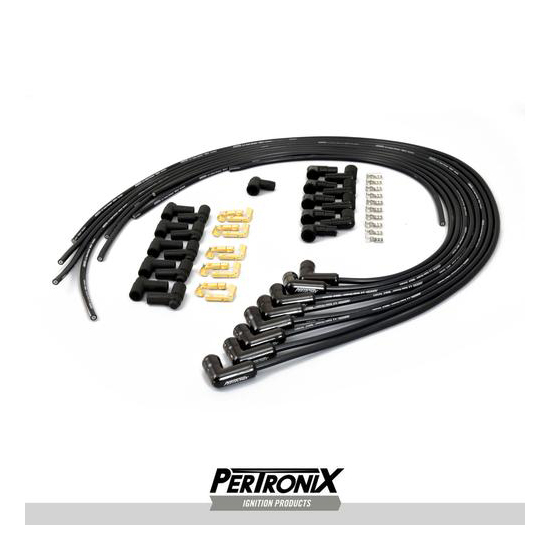 Pertronix 828290HT Flame Thrower Spark Plug Wires, Black, 90 Deg