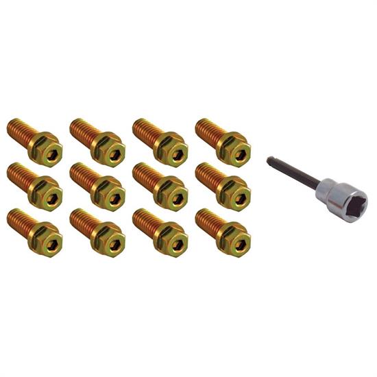 Spectre 46723 Header Bolts, Gold Iridated, Steel, Set of 12