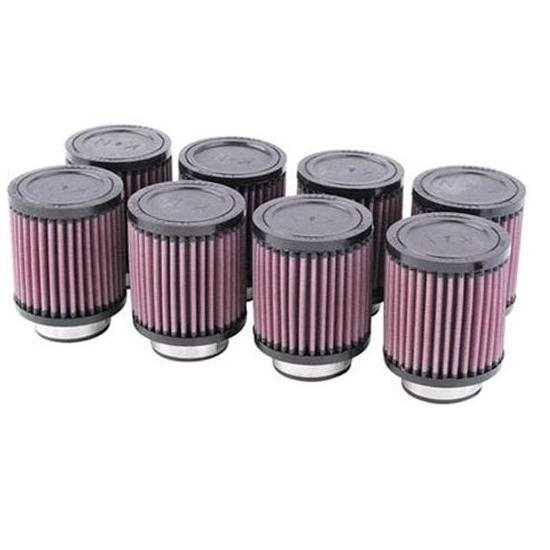 K&N 4 Inch Single Type Injector Stack Air Filters, 2-1/8 Inch, Set/8