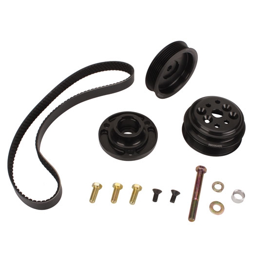 KRC Chevy Modular Serpentine Pulley Kit, 1:1 Speed, Block Mount Pump