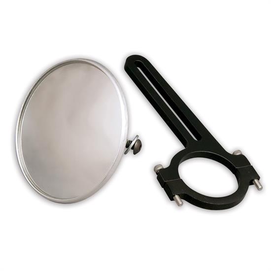 Longacre 22548 Spot Mirror, Clamp On, For 1-3/4 Inch Roll Bar