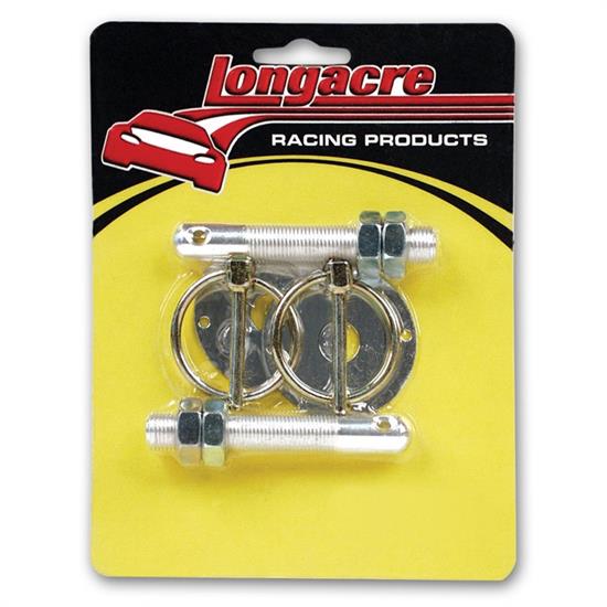 Longacre 52-23510 Aluminum Hood Pin Kit, 3/8 Inch-24, Set of 2