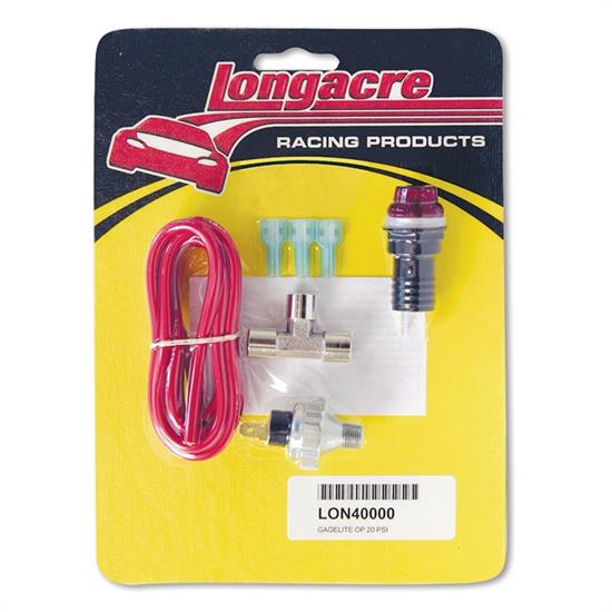 Longacre 40000 Gagelites Warning Light Kit, 20 psi Oil Press, 1/8 NPT