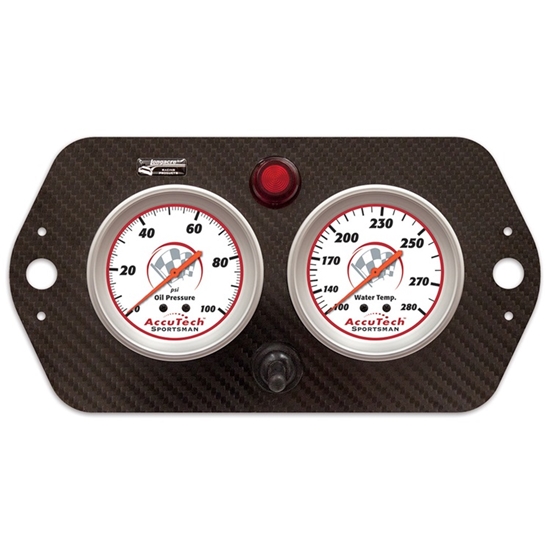 Longacre 44423 AccuTech Sprint Car Oil/Water Gauge, Carbon Fiber