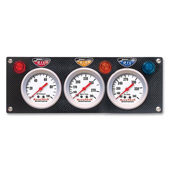 Longacre 44424 3 Gauge Carbon Fiber Panel w. Sportsman OP,WT,OT