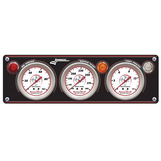 Longacre 44433 Sportsman Aluminum 3 Gauge Panel, OP, WT, FP