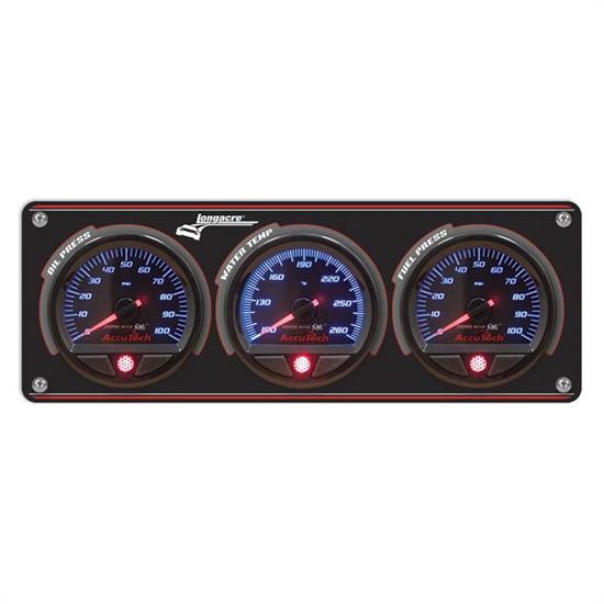 Longacre 52-44465 3 Gauge Panel w/ AccuTech SMi Gauges - OP,WT,FP