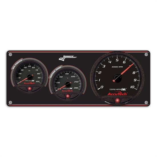 Longacre 44470 2 Gauge Panel with AccuTech SMi Gauges & Tach - OP,WT