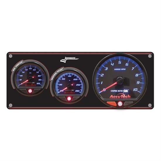 Longacre 52-44470 2 Gauge Panel w/ AccuTech SMi Gauges w/ Tach