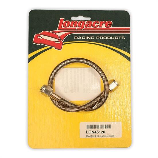 Longacre 45120 Brake line - 16 in. #4 w/ #4 AN both ends