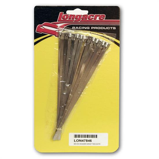 Longacre 47846 Stainless Steel Header Wrap Locking Ties, 8 in., set 24