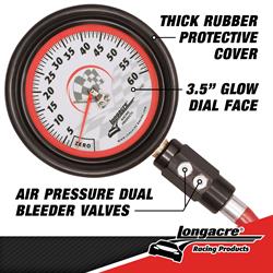 Longacre® 52-52001 Magnum 3-1/2 GID Tire Gauge 0-60 by 1/2 lb