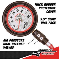 Longacre® 52-52011 Magnum 3-1/2 GID Tire Gauge 0-40 by 1/2 lb