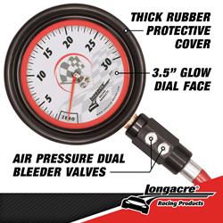 Longacre® 52-52021 Magnum 3-1/2 GID Tire Gauge 0-30 by 1/4 lb