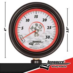 Longacre® 52-52021 Magnum 3-1/2 GID Tire Gauge 0-30 by 1/4 lb
