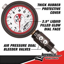 Longacre® 52-52032 Liquid Filled 21/2 GID Tire Gauge 0-15