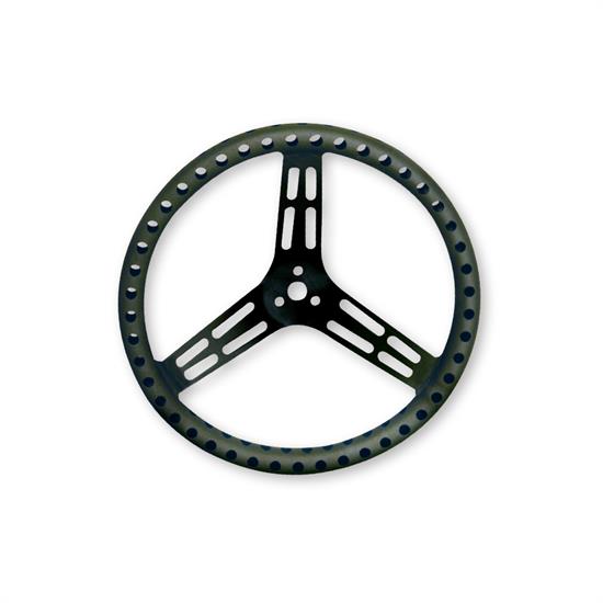 Longacre® 52-56833 14" Alum Drilled Steering Wheel, Dish, Blk