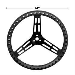 Longacre® 52-56833 14" Alum Drilled Steering Wheel, Dish, Blk