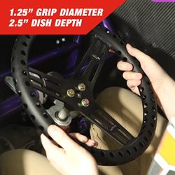 Longacre® 52-56833 14" Alum Drilled Steering Wheel, Dish, Blk