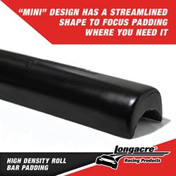 Longacre® 52-65182 High Density Mini Roll Bar Padding 3ft Blk