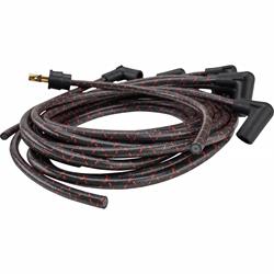 Lokar PW-1004 Cloth Covered Spark Plug Wire, Black/Red Tracers