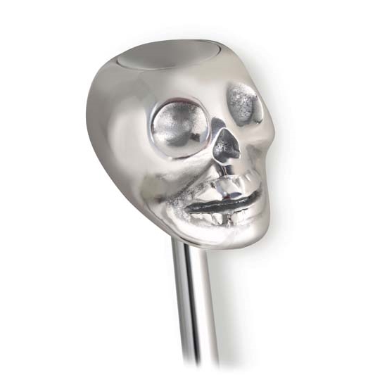Lokar SK-6861 Skull Shifter Knob w/Plain Button, Polished