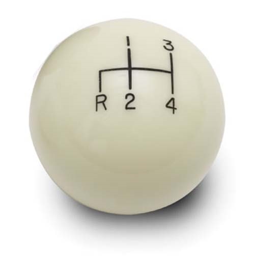 Lokar SK-6890 4-Speed Ivory 2 Inch Shift Knob, 3/8-24, 3/8-16 Thread