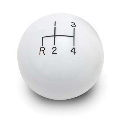 Lokar SK-6891 4-Speed White 2 Inch Shift Knob, 3/8-24, 3/8-16 Thread
