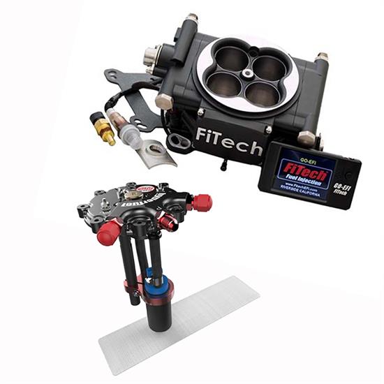 FiTech Go EFI 4 Fuel System Kit w/Hy-Fuel Tank, 600 HP, Black