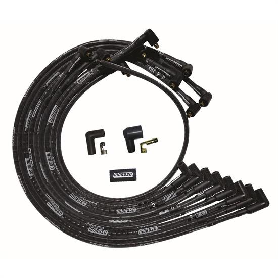 Moroso 51529 Wire Set Ultra SBC Under Header 90 Sleeved, Black