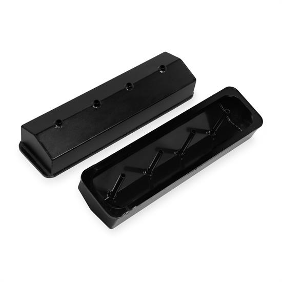 Mr Gasket 6813BG Fabricated Aluminum Valve Covers, SBC, Black