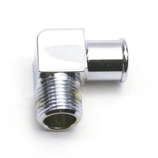 Chrome 90 Degree Heater Hose Fitting, 5/8 Inch Hose