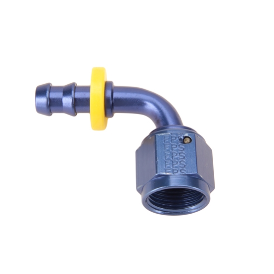 Push-Lite Hose End, -8 AN to -6 AN, 90 Degree