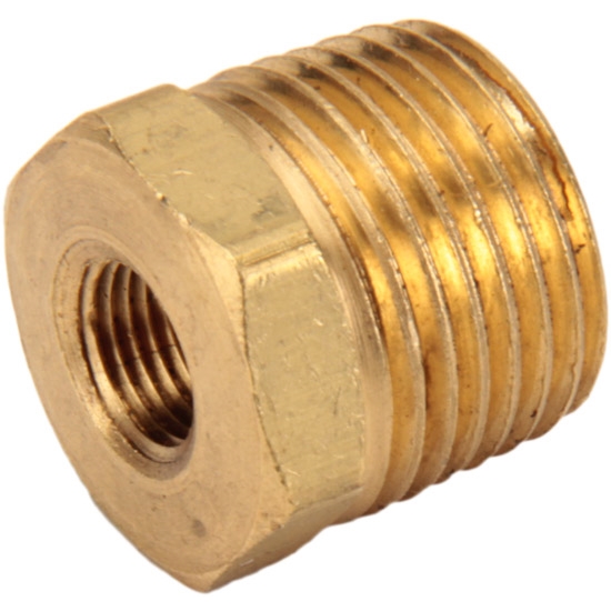 Straight Brass Pipe Bushing, 1/2 NPT to 1/8 NPT