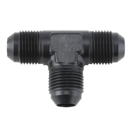 Aluminum Tee Flare Adapter Fitting, Black, -3 AN