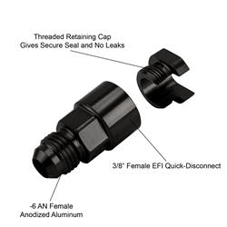 LS1/LT1 EFI Fuel Line Fitting, -6 AN Male to 3/8 Inch Female, Black