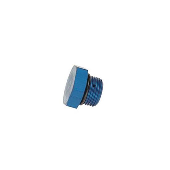 Aluminum Straight Thread Fitting Plug, Blue, -6 AN