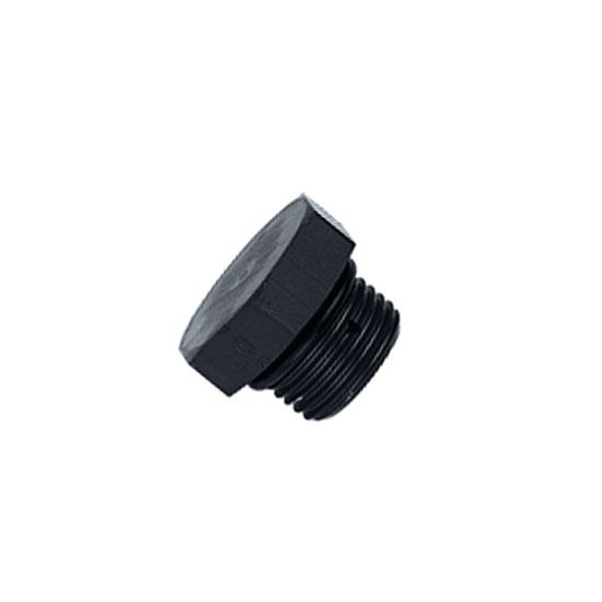 Aluminum Straight Thread Fitting Plug, Black, -12 AN