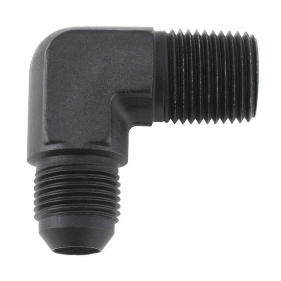 Black 90 Degree -10 AN Flare to 1/2 Inch NPT Pipe Adapter Fitting