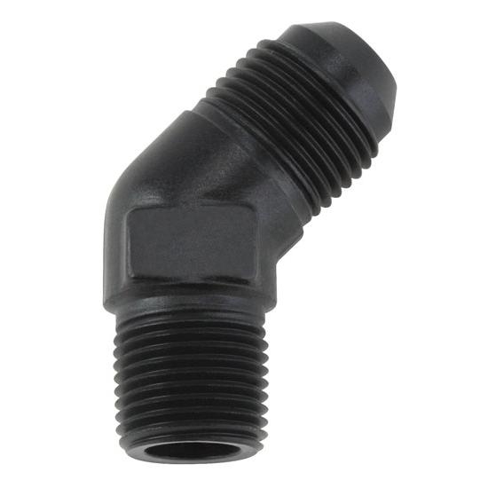 Black 45 Degree -6 AN Flare to 1/4 Inch NPT Pipe Adapter Fitting