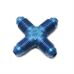 Garage Sale - Aluminum Flare Cross Adapter Fitting, Blue, -4 AN
