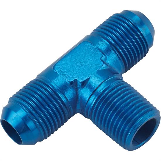 Aluminum Flare to Pipe Tee Adapter Fitting, -10 AN to 1/2 Inch NPT