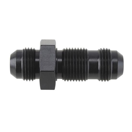 Straight Aluminum Bulkhead Flare Fitting, Black, -4 AN